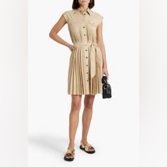 Sandro beige Alice Pleated twill shirtdress - Picture 6 of 13